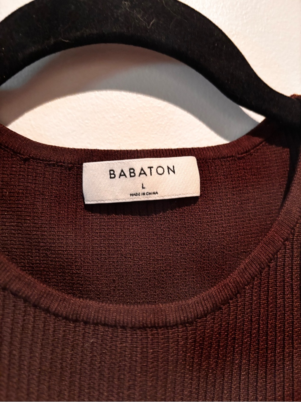 Babaton Crewneck Ribbed Sweater in Dark Brown